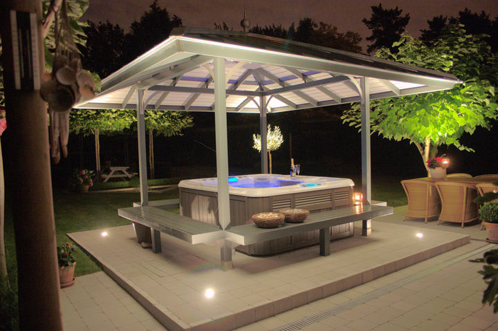 backyard hot tub ideas - hot tub under a gazebo 