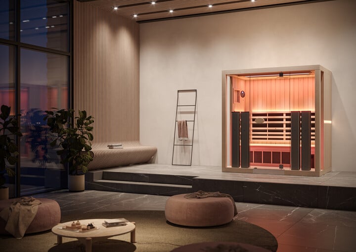 home sauna installation in living room