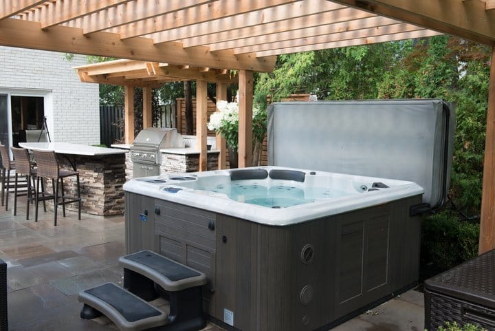 hydropool backyard hot tub installation 