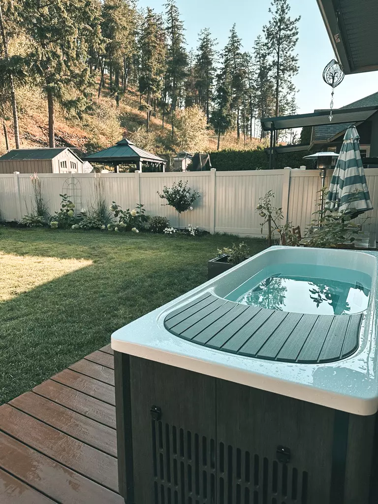 Kodiak cold plunge tub backyard install