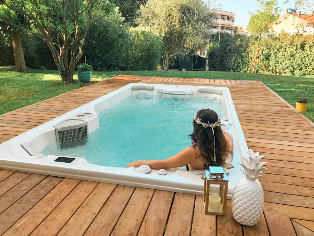 Home - Red Rock Spas Hydropool backyard swim spa - luxury swim spas